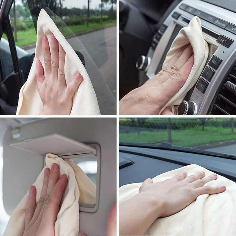 HARPIMER Car Chamois Drying Towel Natural Chamois Washing Cloth for Car Leather Super Absorbent Leather Cleaning Towel Wipes (23.6inchx35.4inch) - Image 5